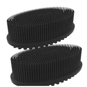 NEW 2 Metene Silicone Body Scrubbers Double Sided Black For Body Wash Scalp Hair
